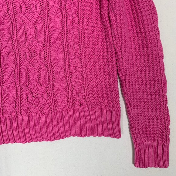 LRL Lauren Ralph Lauren Jeans Co Pink Cable Knit Turtleneck Sweater - Picture 11 of 15